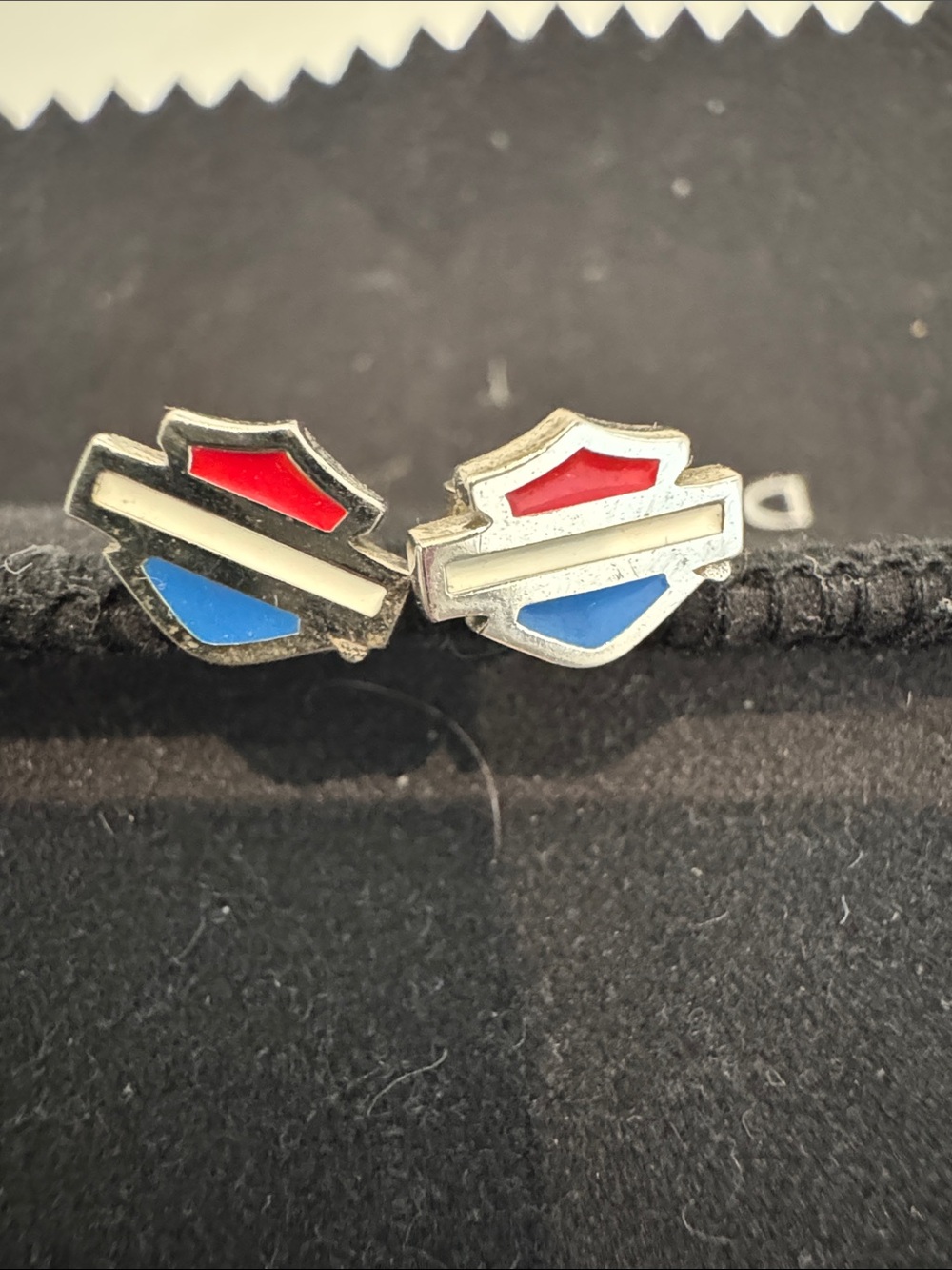 Harley-Davidson Red, White & Blue Shield Earrings